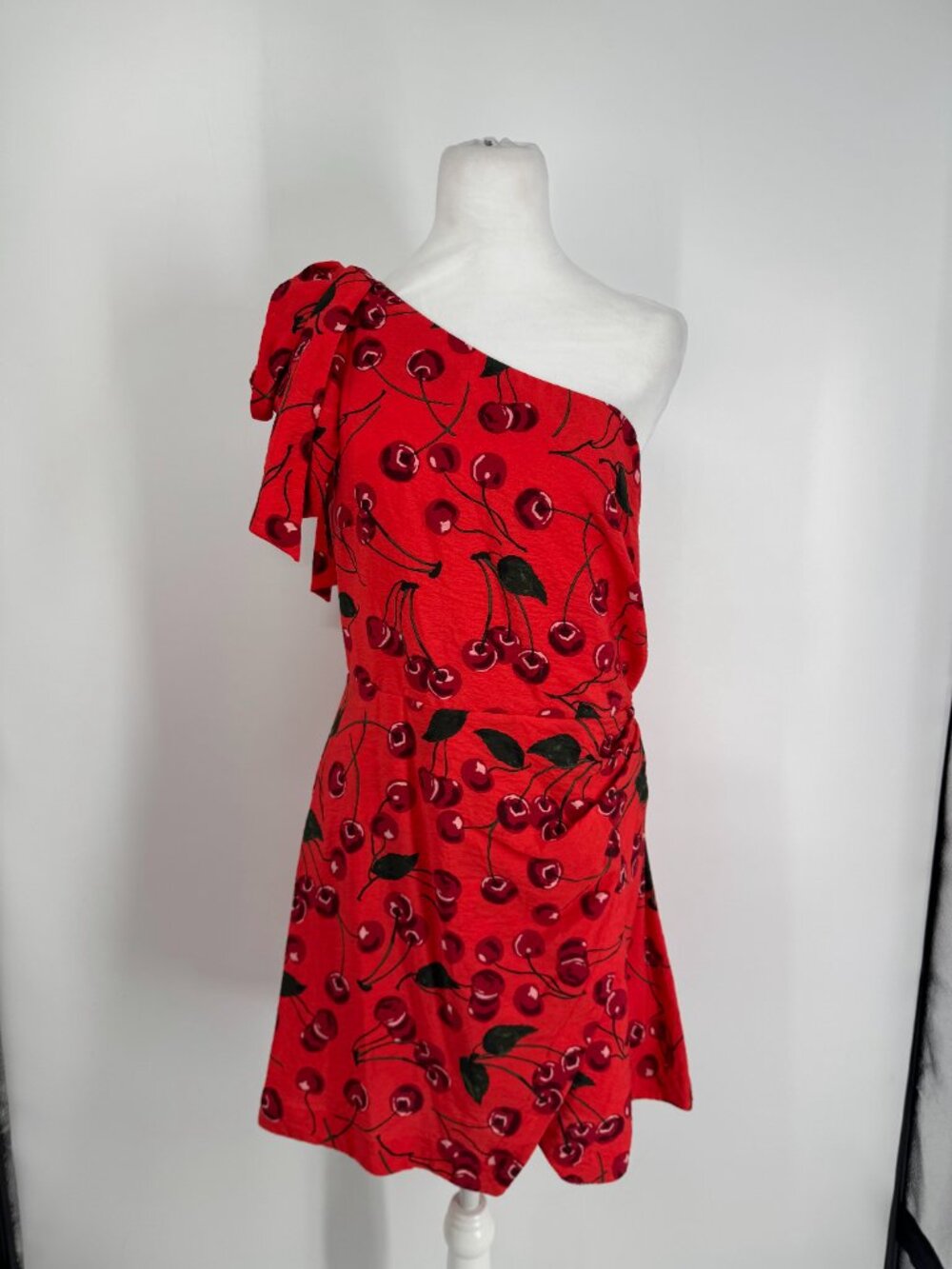 Maeve Red Cherry-Print One-Shoulder Mini Dress - Picture 4 of 14